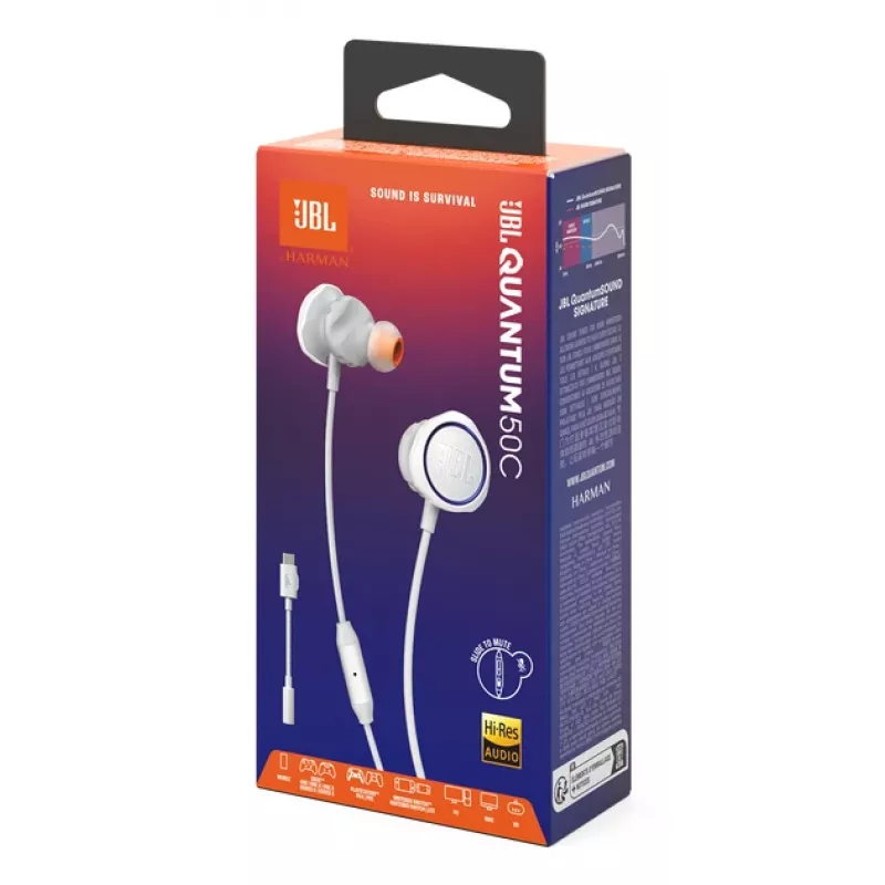JBL Quantum 50C Headset con cable In-Ear Gaming Blanco