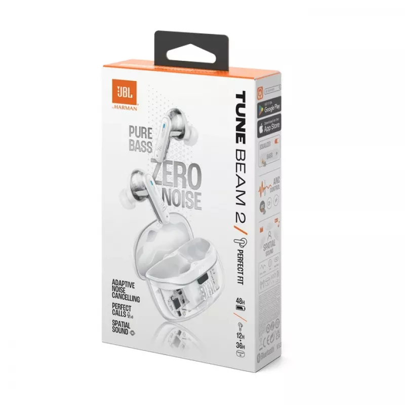 JBL Tune Beam 2 Ghost Edition Headset Inalámbrico In-Ear Música/Uso diario Bluetooth Blanco