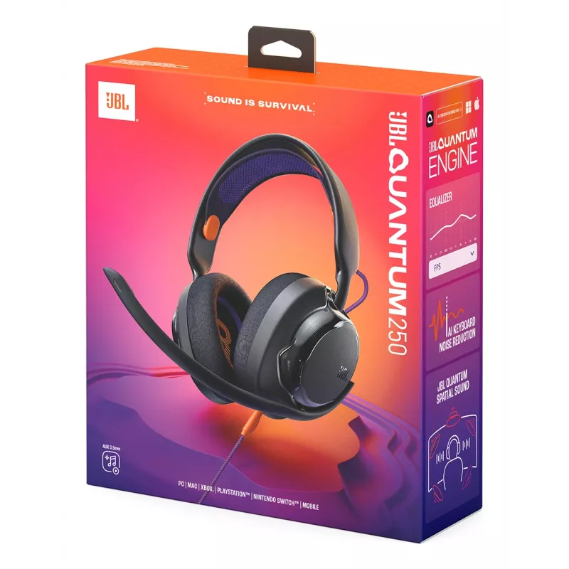 JBL Quantum 250 Headset con cable Diadema Gaming Negro