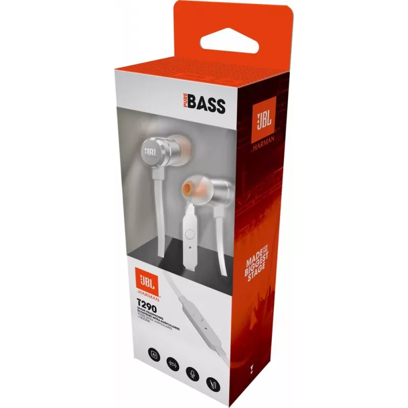 JBL T290 Headset con cable In-Ear Llamadas/Música Plata