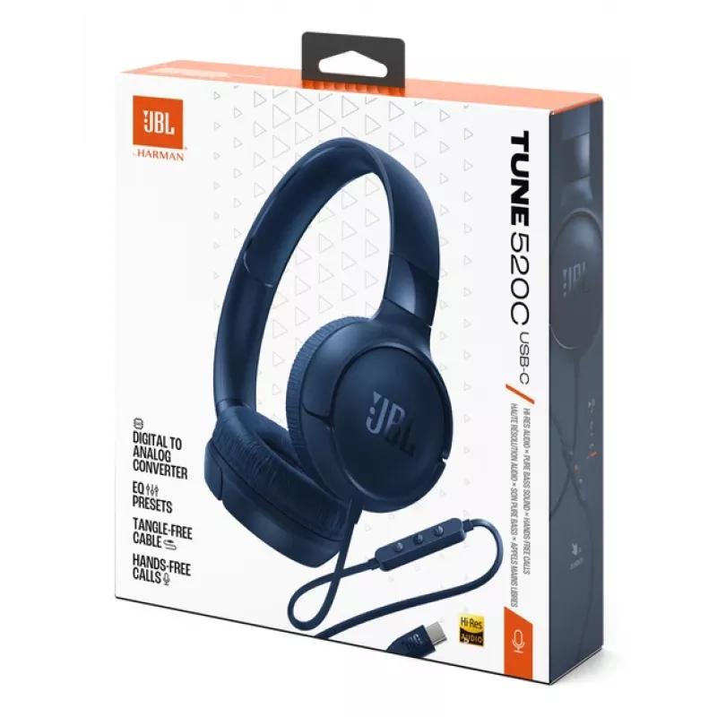 JBL Tune 520C USB-C Auriculares con cable Diadema Llamadas/Música USB Type-C Azul