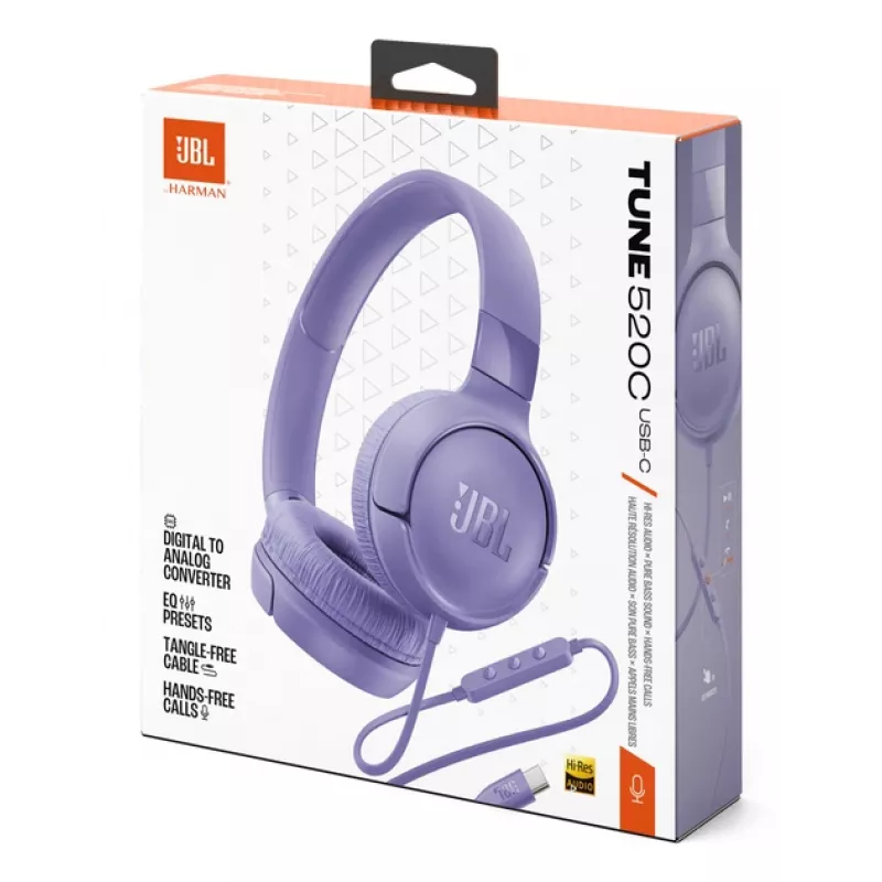 JBL Tune 520C USB-C Auriculares con cable Diadema Llamadas/Música USB Type-C Lila