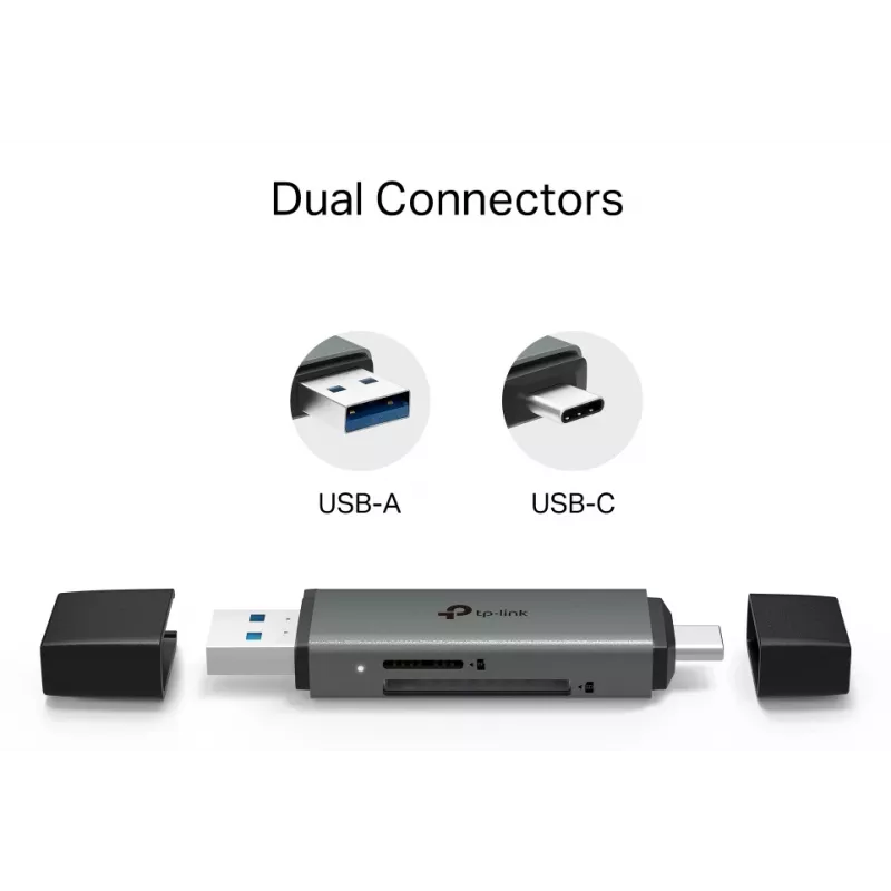 Lector de tarjetas TP‑LINK UA430D USB 3.1 — compatibilidad MicroSD/SD, 200 Mbit/s, negro, 75×22,9×9,3 mm