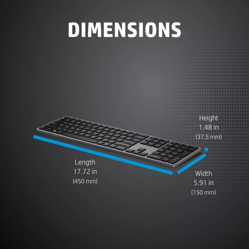 HP 975 teclado inalámbrico dual mode Full-Size RF Bluetooth negro