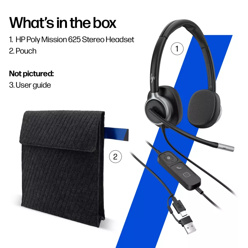 Auricular estéreo con cable HP POLY Mission 625 con USB (C01C6AA)