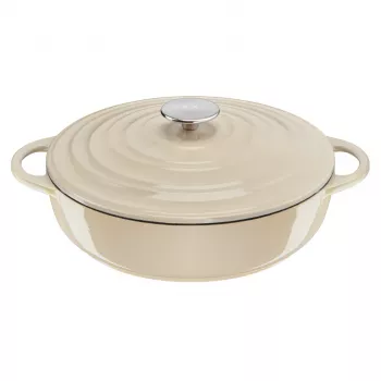 Tefal Sartén de servir de hierro fundido LOV E25972, redonda 3,8 L, 28 cm, beige