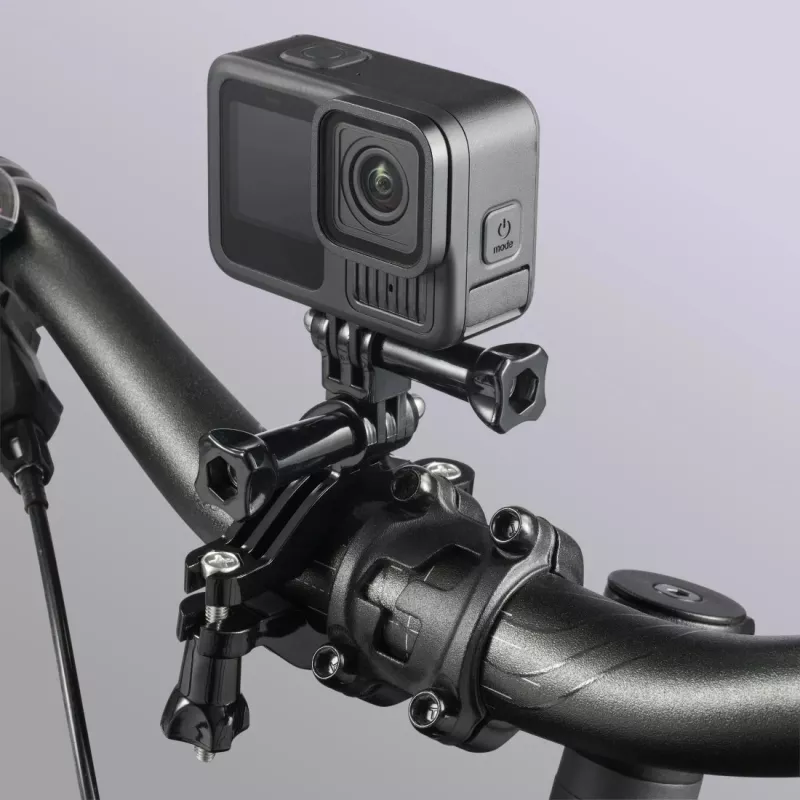 HAMA soporte pasivo para action-cam — grande, negro, para bicicletas y exterior (apto para tubos de 2,5–6,2 cm)
