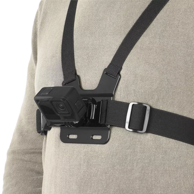 Arnés de pecho para cámara HAMA 00004567 para action-cams (compatible con GoPro), negro, soporte de pecho ajustable