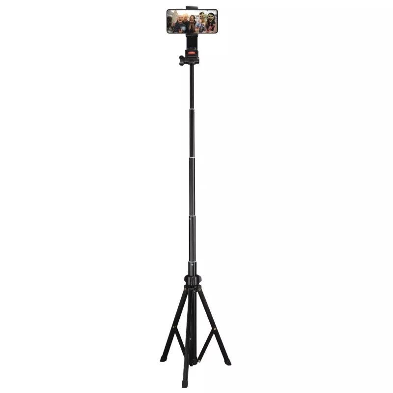 Trípode Hama Rotary Smartphone II para smartphone y cámara digital, 3 patas, carga máx. 1 kg, altura 41,5–150 cm, negro