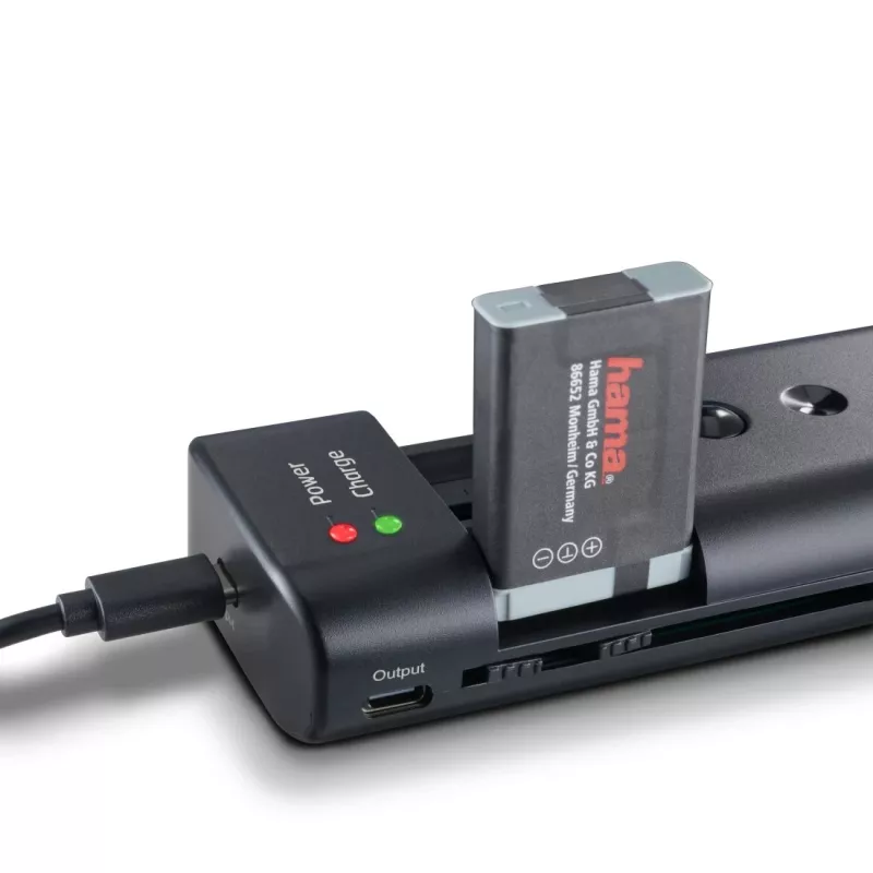 Cargador de baterías HAMA 00081390 para baterías de cámara digital — USB, compatible con Li‑Ion y NiMH, entrada de 5 V