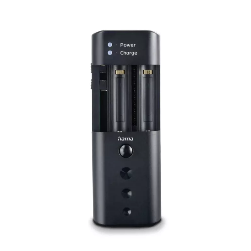 Cargador de baterías HAMA 00081390 para baterías de cámara digital — USB, compatible con Li‑Ion y NiMH, entrada de 5 V