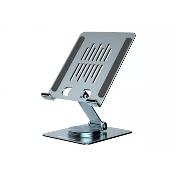 Soporte multimedia para tablet CONCEPTRONIC THANA09G — soporte plegable y orientable, base giratoria 360°, altura ajustable, gris, 150×110×40 mm