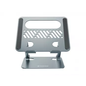 Soporte para portátil CONCEPTRONIC THANA10G — plegable de aluminio, altura ajustable, gris, 240×220×50 mm