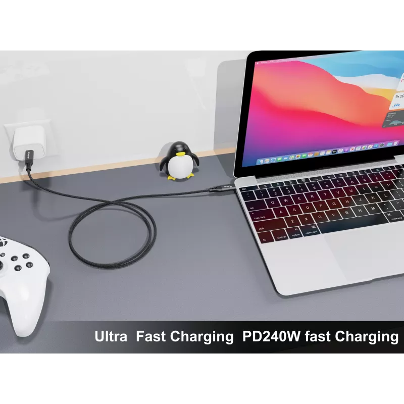 Cable USB 4 ultrafino C a C EQUIP, 1,2 m, PD240W, 4K/60Hz, 40 Gbps, negro
