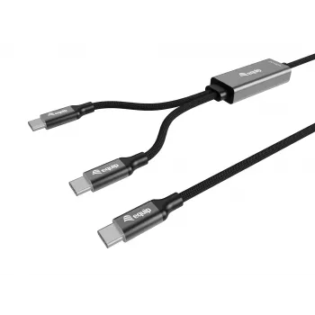 Cable de carga en Y USB-C a 2x USB-C EQUIP 1,5 m PD 140 W, USB 2.0, negro