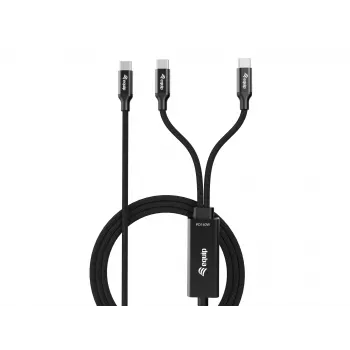 Cable de carga en Y USB-C a 2x USB-C EQUIP 1,5 m PD 140 W, USB 2.0, negro