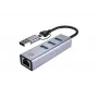 Adaptador de red USB-C a Gigabit con hub USB de 3 puertos CONCEPTRONIC ABBY25G — USB 3.2 Gen 1, Ethernet 1 Gbit/s, 3x USB-A, aluminio, gris