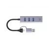 Adaptador de red USB-C a Gigabit con hub USB de 3 puertos CONCEPTRONIC ABBY25G — USB 3.2 Gen 1, Ethernet 1 Gbit/s, 3x USB-A, aluminio, gris