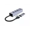 Adaptador de red USB-C a Gigabit con hub USB de 3 puertos CONCEPTRONIC ABBY25G — USB 3.2 Gen 1, Ethernet 1 Gbit/s, 3x USB-A, aluminio, gris