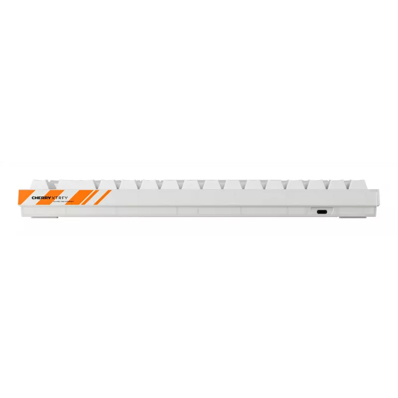 Teclado mecánico gaming Cherry K5 Pro TMR Compact — 65 % cableado USB, QWERTZ, RGB, naranja/blanco