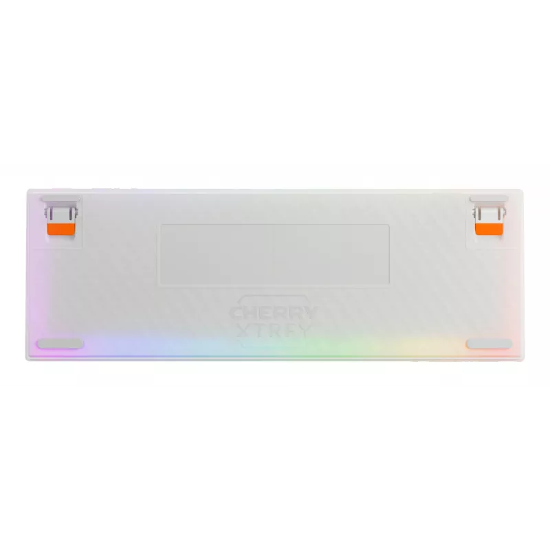 Teclado mecánico gaming Cherry K5 Pro TMR Compact — 65 % cableado USB, QWERTZ, RGB, naranja/blanco