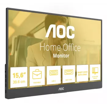 Monitor portátil TV/monitor AOC 16T20E2 negro 39,6 cm (15,6 pulgadas) LED 1920 x 1080 píxeles