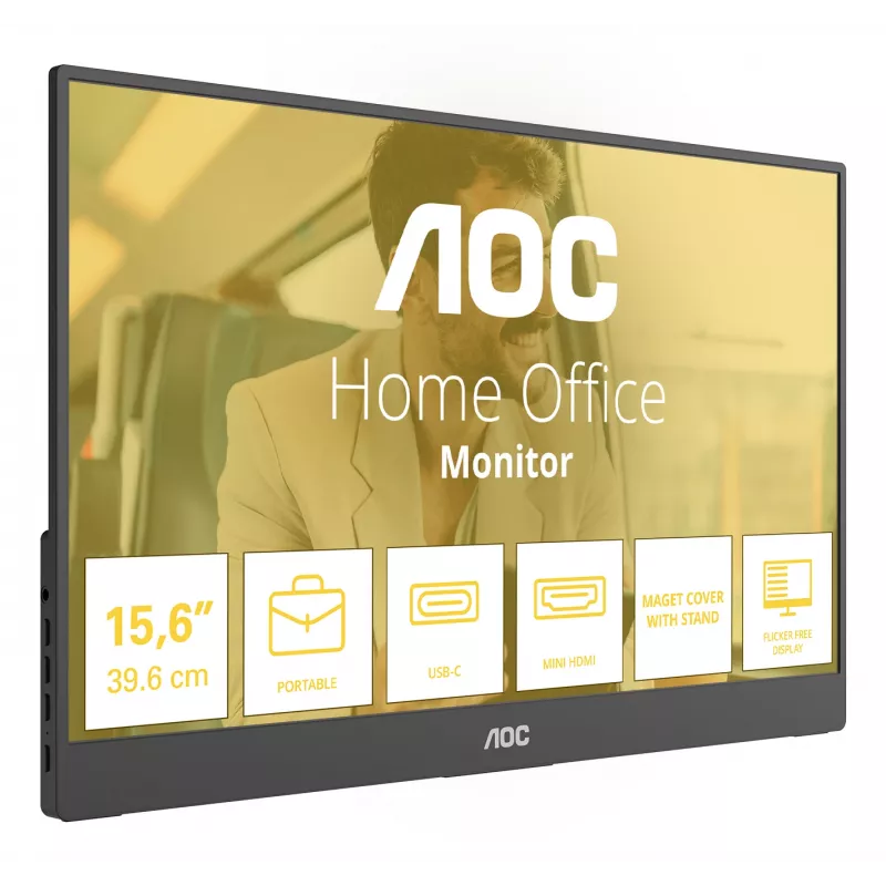 Monitor portátil TV/monitor AOC 16T20E2 negro 39,6 cm (15,6 pulgadas) LED 1920 x 1080 píxeles
