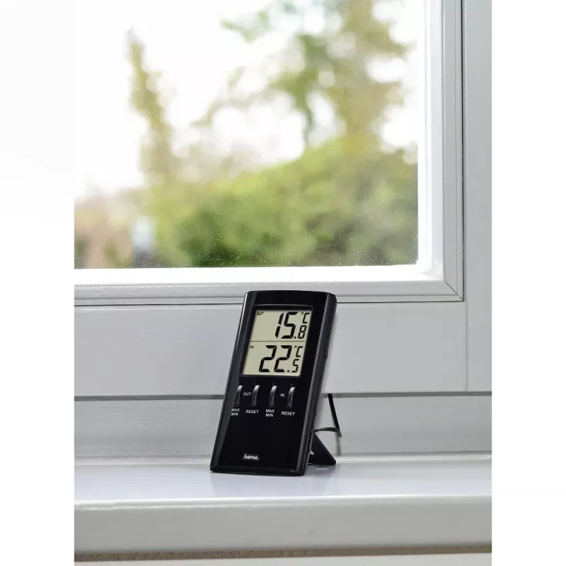 Termómetro ambiental electrónico Hama T-350 para interior negro