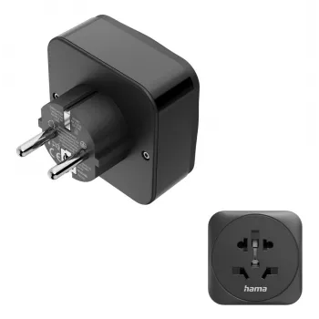 Hama 00223460 Adaptador de enchufe Type E/F híbrido universal negro