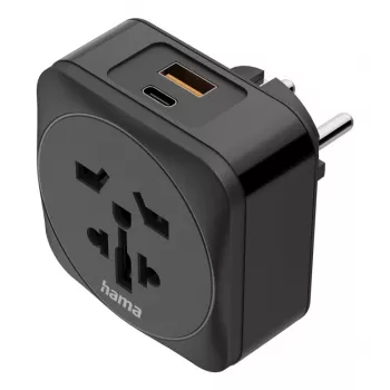Hama 00223460 Adaptador de enchufe Type E/F híbrido universal negro