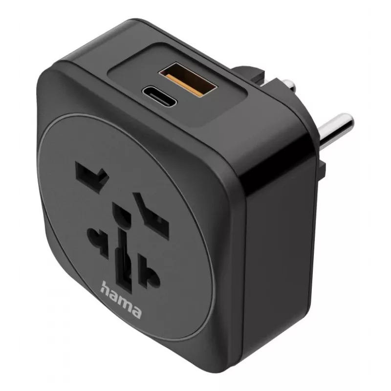 Hama 00223460 Adaptador de enchufe tipo E/F híbrido universal negro