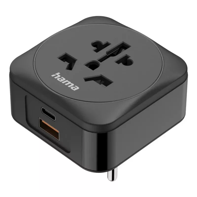 Hama 00223460 Adaptador de enchufe tipo E/F híbrido universal negro