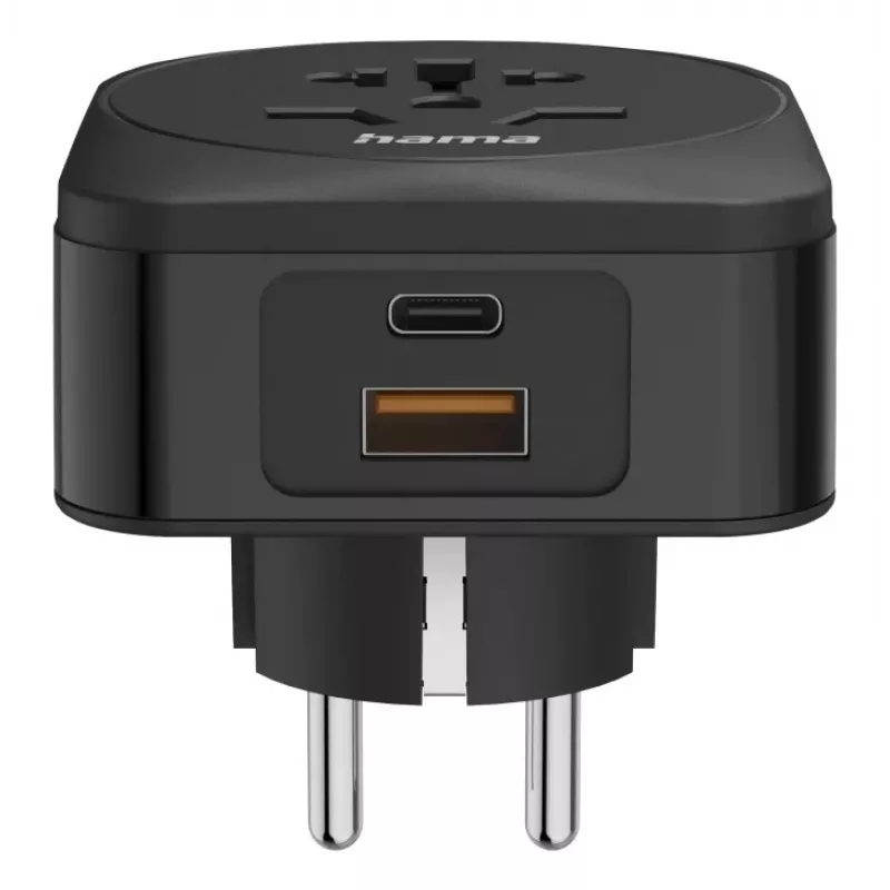 Hama 00223460 Adaptador de enchufe tipo E/F híbrido universal negro