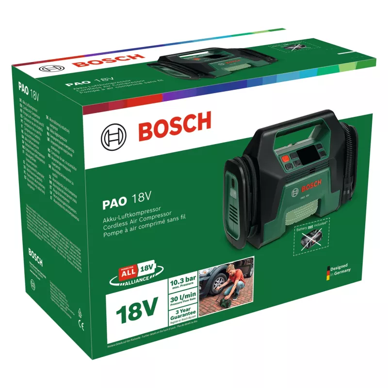Bosch PAO 18V (herramienta sin batería, caja), universal, 10 bar, 30 l/min, verde, plástico, a batería