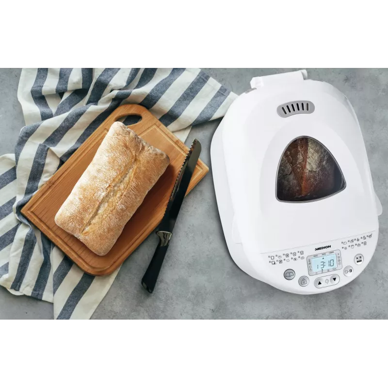 Máquina de hacer pan MEDION MD 11011 550 W blanco 1 kg temporizador digital