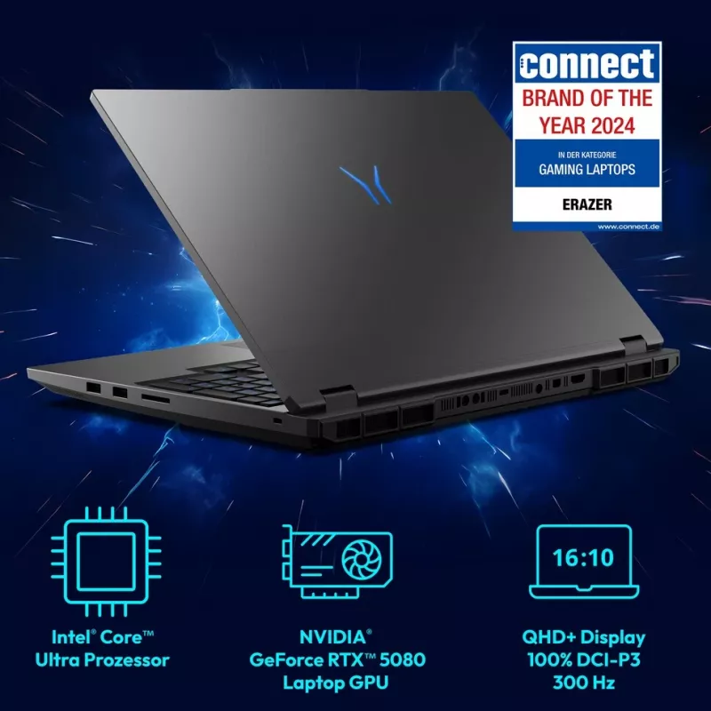 ERAZER Beast 16 X1 Intel Core Ultra 9 275HX portátil 40,6 cm (16 inch) Quad HD+ 32 GB DDR5-SDRAM 2 TB SSD NVIDIA GeForce RTX 5080 Wi-Fi 6E (802.11ax) Windows 11 Home negro