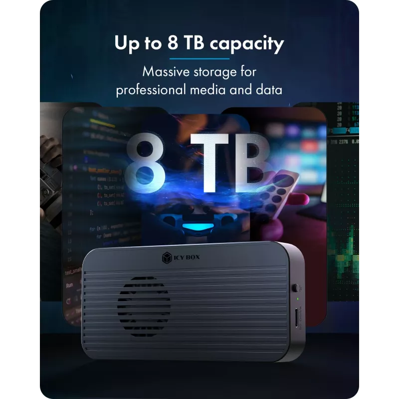 ICY BOX Diamond Case 1980 Caja para SSD M.2 NVMe con tecnología Thunderbolt 5 y una velocidad de transferencia de hasta 80 Gbit/s