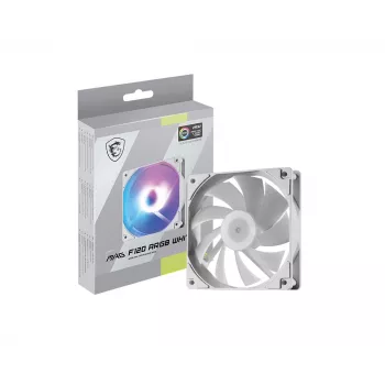 Ventilador de caja para ordenador MSI MAG F120 ARGB WHITE — 120 mm, 1300 RPM, rodamiento hidráulico