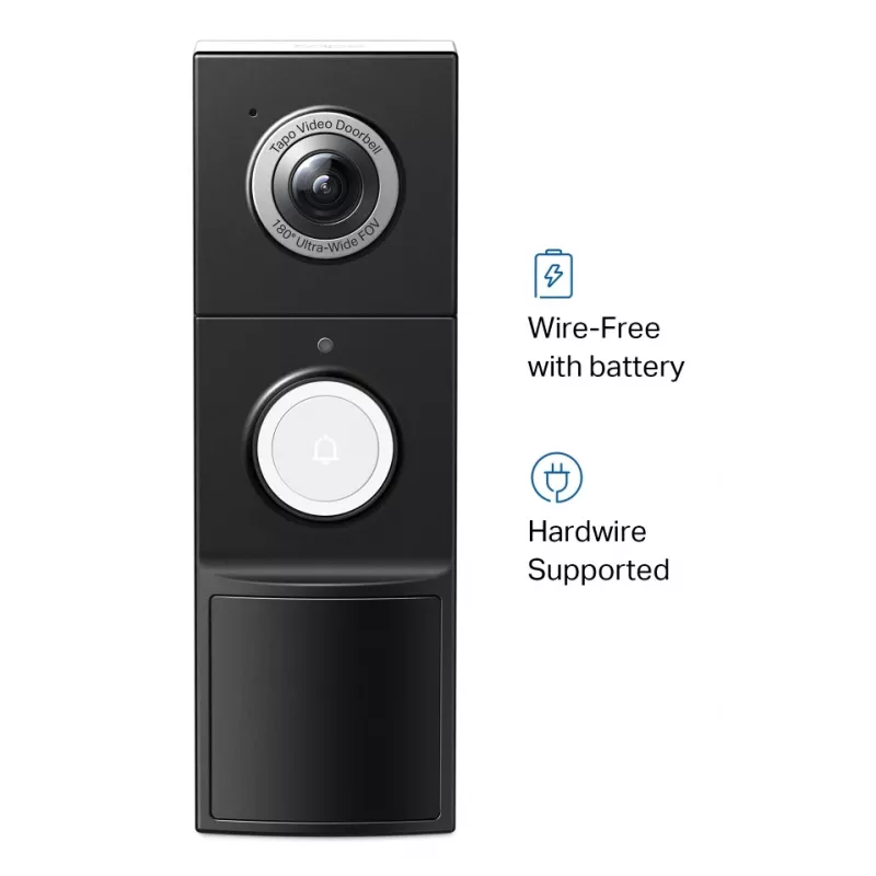 TP-Link Tapo Video Doorbell Camera 1 × D235, 1 × D100C, Negro, Blanco, IP66, 130°, IR, pared, CE, RoHS, RCM,R-NZ,FCC, EAC, Triman, UKCA