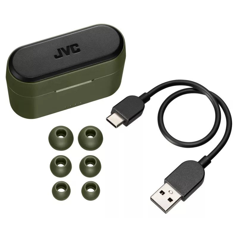 JVC Powerful Sound TWS Verde, True Wireless Stereo (TWS), 20 - 20000 Hz, llamadas/música, 8,2 g, Headset, Verde