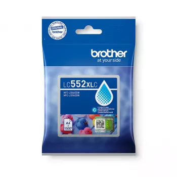 Cartucho de tinta Brother LC552XLC, tinta pigmentada Original Cian, pack individual, rendimiento 1500 páginas