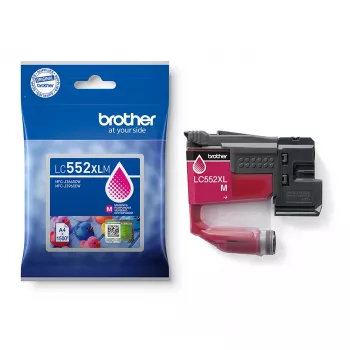 Cartucho de tinta Brother LC552XLM Original Magenta, tinta pigmentada, rendimiento 1500 páginas, pack individual