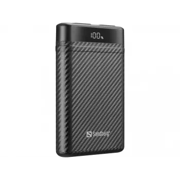 Sandberg Survivor Nano Powerbank 10000, 10000 mAh, Ion de litio (Li-Ion), 3,7 V, 20 W, Negro
