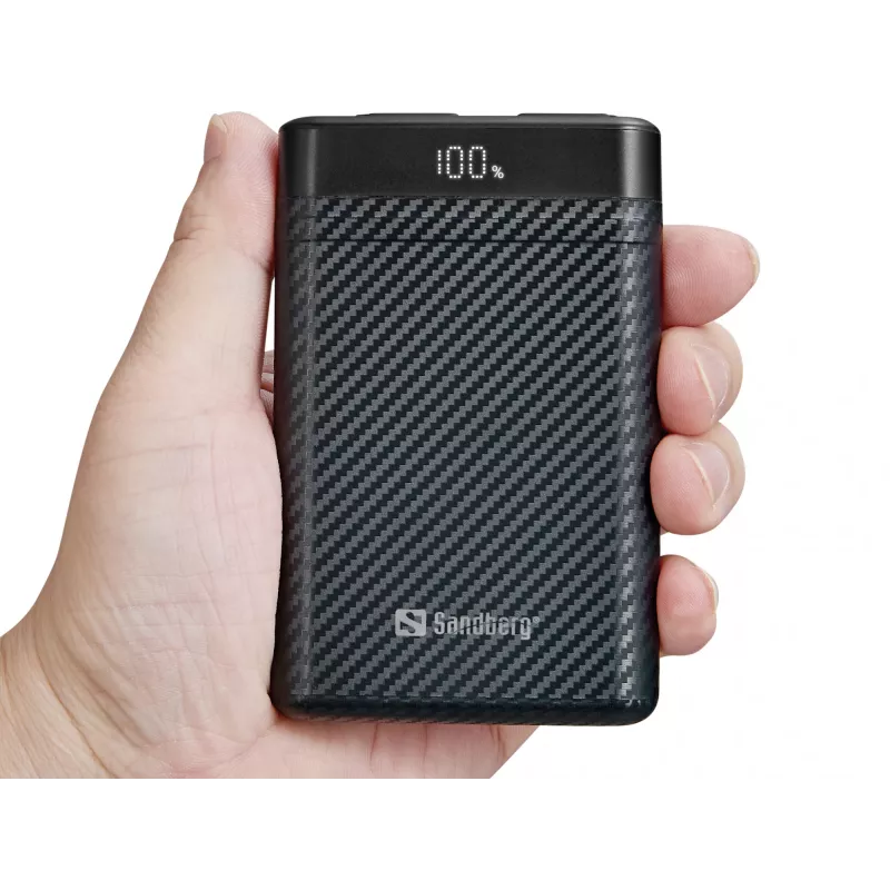 Sandberg Survivor Nano Powerbank 10000, 10000 mAh, Ion de litio (Li-Ion), 3,7 V, 20 W, Negro