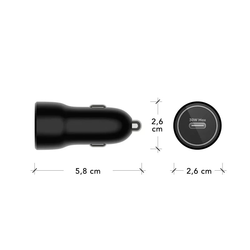 dbramante1928 re-charge - Cargador de coche USB-C 30W - BLK, coche, mechero, negro