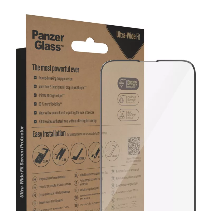 PanzerGlass® Protector de pantalla iPhone 14 | 13 | 13 Pro | Ultra-Wide Fit con EasyAligner