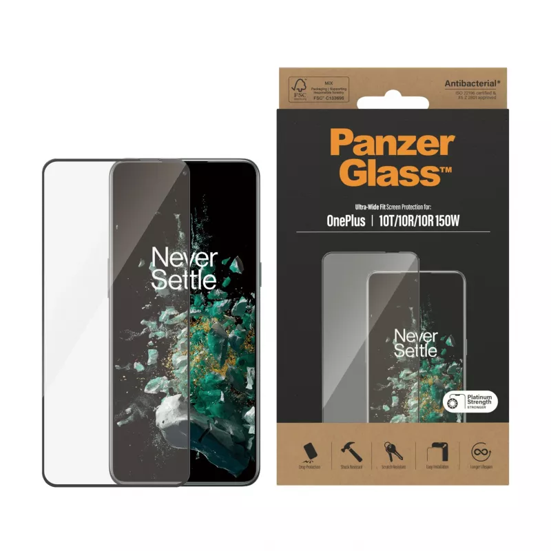 PanzerGlass ® Protector de pantalla OnePlus 10T | 10R | 10R | 150W | Ultra-Wide Fit | negro