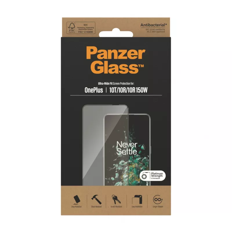 PanzerGlass ® Protector de pantalla OnePlus 10T | 10R | 10R | 150W | Ultra-Wide Fit | negro