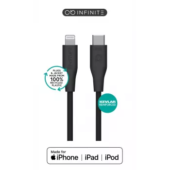 Cable Lightning a USB-C eSTUFF ES602180 — 1 m, negro, certificado MFi, RoHS