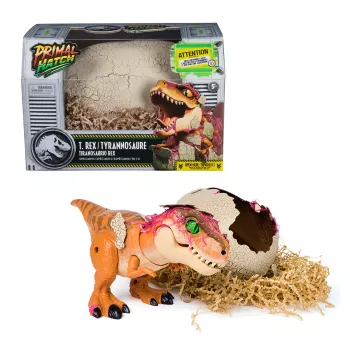 Jurassic World Primal Hatch dinosaurio de juguete interactivo y huevo, eclosiona y entrena a tu propio bebé dino con más de 100 sonidos y reacciones, juguete para niños y niñas a partir de 5 años
